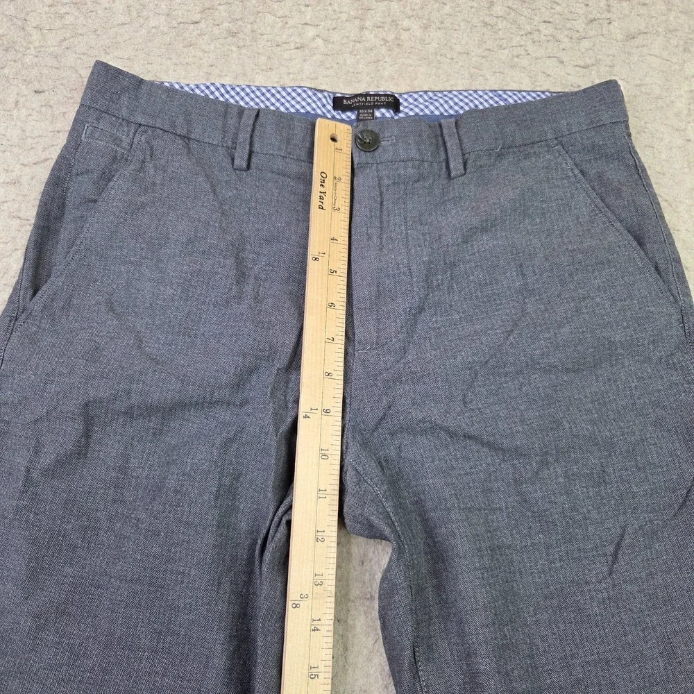 Banana Republic Mens Kentfield Pant 32x30 Grey Flat Front Stretch Chino Trousers